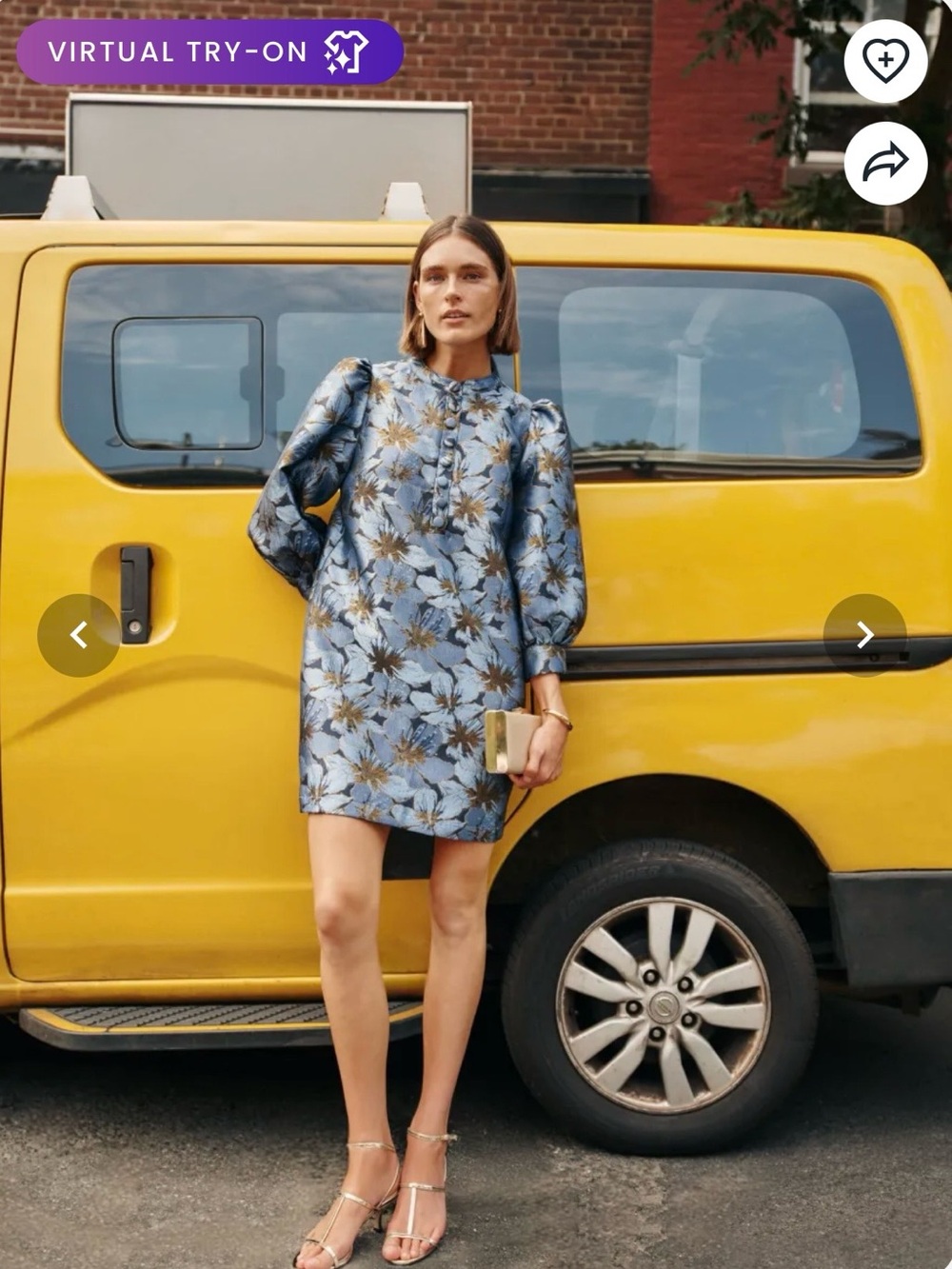 Tuckernuck Pompander Blue and Gold Floral Jacquard Mini Dress - Picture 4 of 4